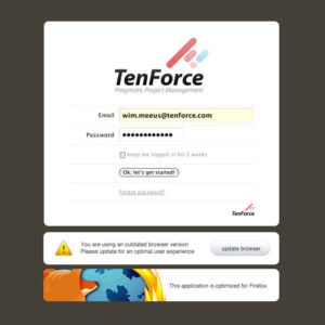 Tenforce login screen design
